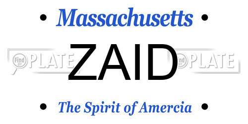 ZAID Massachusetts License Plate