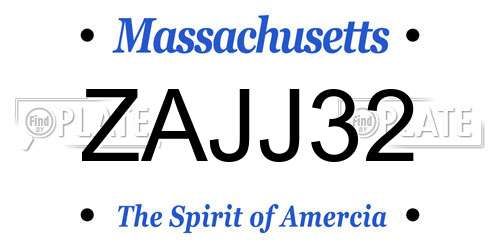ZAJJ32 Massachusetts License Plate