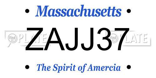 ZAJJ37 Massachusetts License Plate