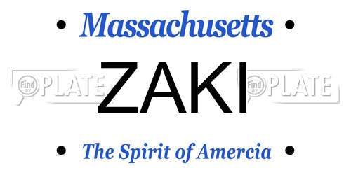 ZAKI Massachusetts License Plate