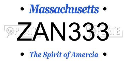 ZAN333 Massachusetts License Plate