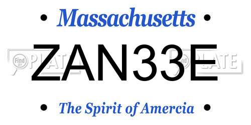 ZAN33E Massachusetts License Plate