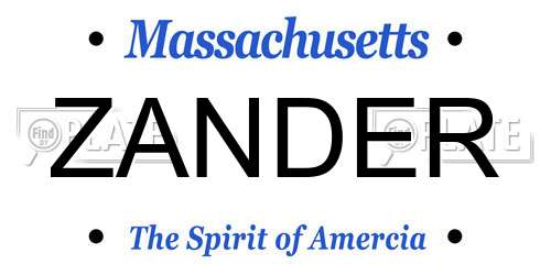 ZANDER Massachusetts License Plate