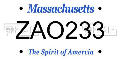ZAO233 Massachusetts License Plate