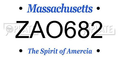ZAO682 Massachusetts License Plate