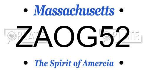 ZAOG52 Massachusetts License Plate