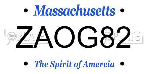 ZAOG82 Massachusetts License Plate