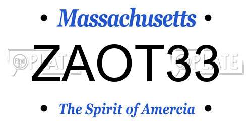 ZAOT33 Massachusetts License Plate