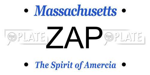 ZAP Massachusetts License Plate