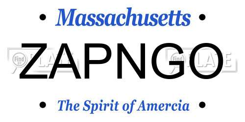 ZAPNGO Massachusetts License Plate