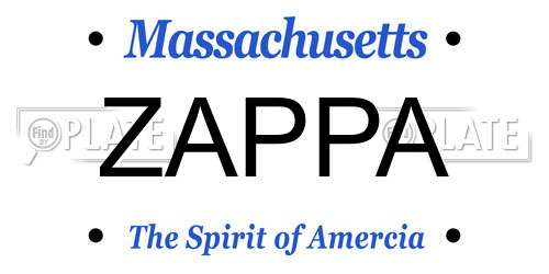 ZAPPA Massachusetts License Plate