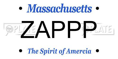 ZAPPP Massachusetts License Plate