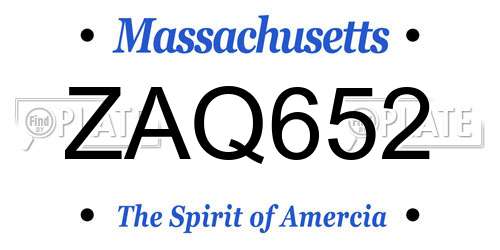 ZAQ652 Massachusetts License Plate