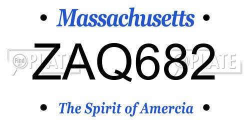 ZAQ682 Massachusetts License Plate