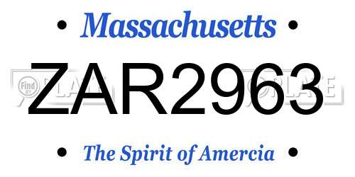 ZAR2963 Massachusetts License Plate