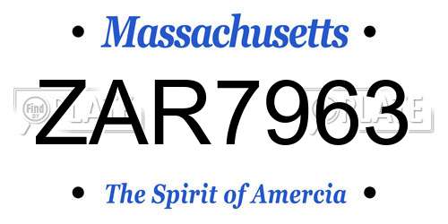 ZAR7963 Massachusetts License Plate