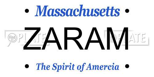 ZARAM Massachusetts License Plate