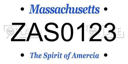 ZAS0123 Massachusetts License Plate