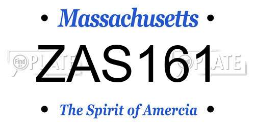 ZAS161 Massachusetts License Plate