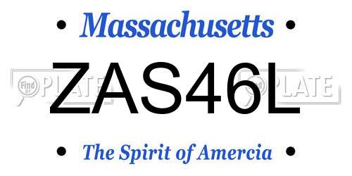 ZAS46L Massachusetts License Plate