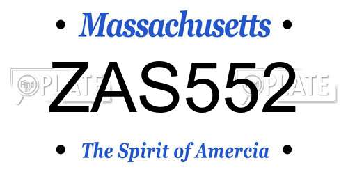 ZAS552 Massachusetts License Plate