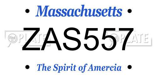 ZAS557 Massachusetts License Plate