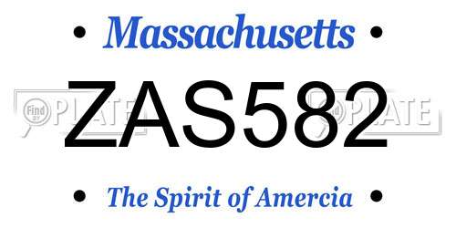 ZAS582 Massachusetts License Plate