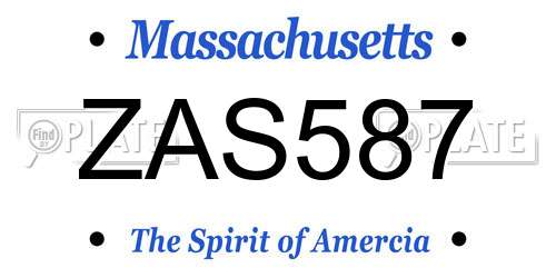 ZAS587 Massachusetts License Plate