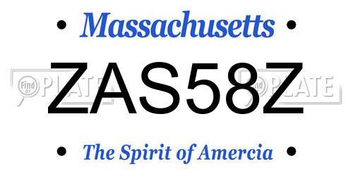 ZAS58Z Massachusetts License Plate