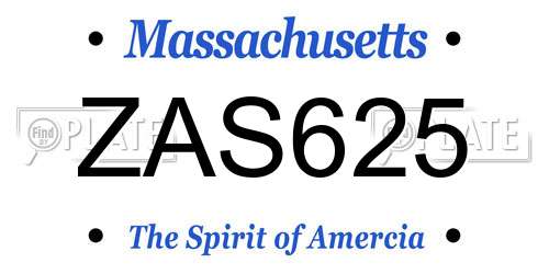 ZAS625 Massachusetts License Plate