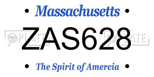 ZAS628 Massachusetts License Plate