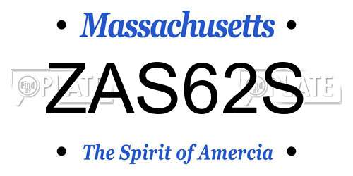 ZAS62S Massachusetts License Plate