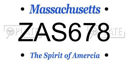 ZAS678 Massachusetts License Plate