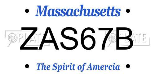 ZAS67B Massachusetts License Plate