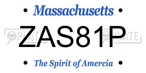 ZAS81P Massachusetts License Plate