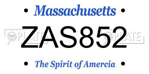 ZAS852 Massachusetts License Plate