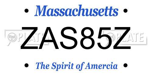 ZAS85Z Massachusetts License Plate
