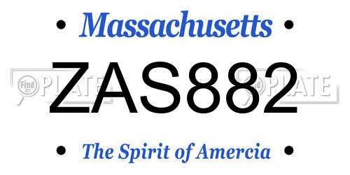ZAS882 Massachusetts License Plate