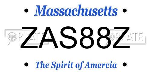 ZAS88Z Massachusetts License Plate