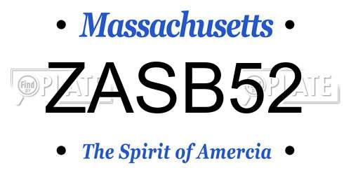 ZASB52 Massachusetts License Plate