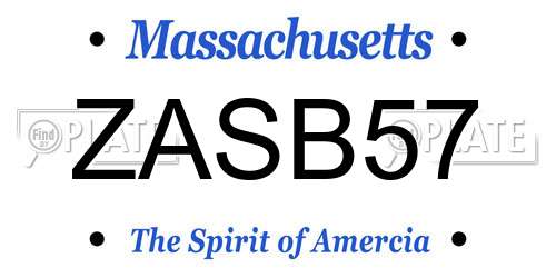 ZASB57 Massachusetts License Plate