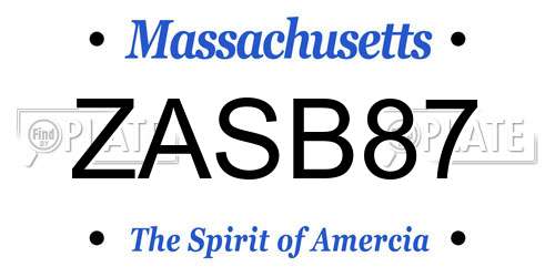 ZASB87 Massachusetts License Plate