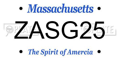 ZASG25 Massachusetts License Plate