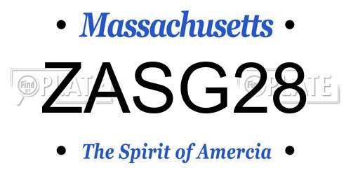 ZASG28 Massachusetts License Plate