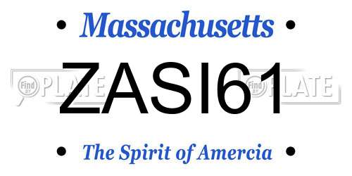 ZASI61 Massachusetts License Plate