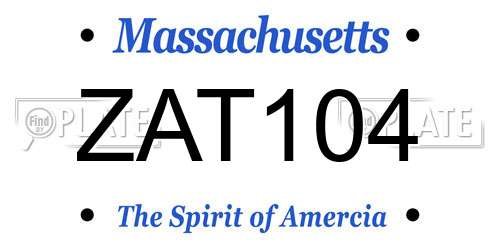 ZAT104 Massachusetts License Plate