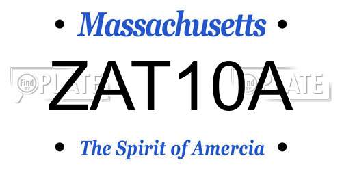ZAT10A Massachusetts License Plate