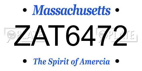 ZAT6472 Massachusetts License Plate