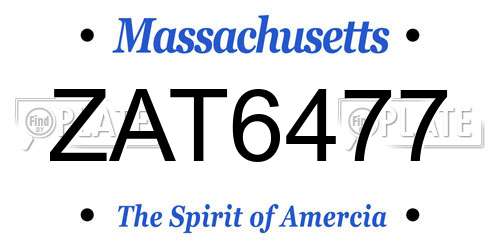 ZAT6477 Massachusetts License Plate