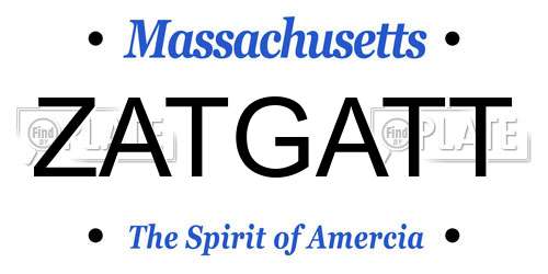 ZATGATT Massachusetts License Plate